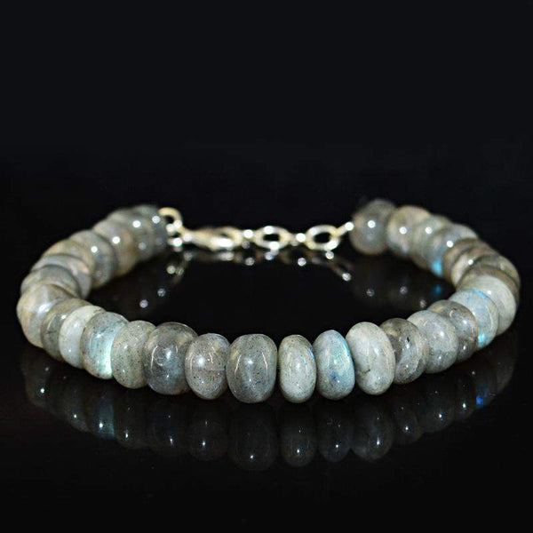 gemsmore:Natural Blue Flash Labradorite Bracelet - Round Shape Beads