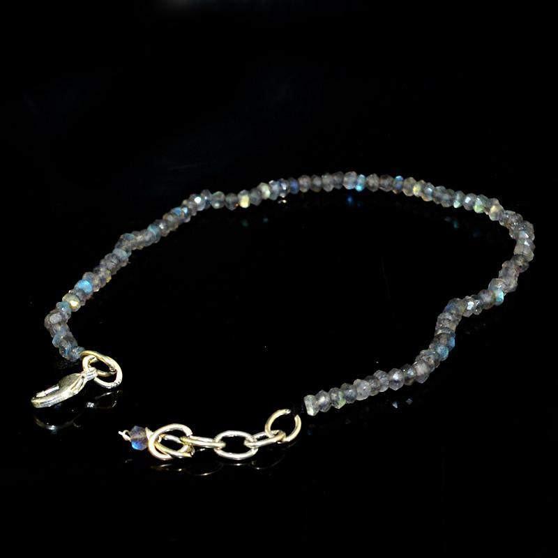 gemsmore:Natural Blue Flash Labradorite Bracelet Faceted Round Beads