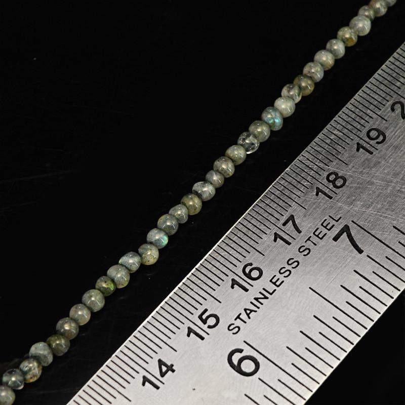 gemsmore:Natural Blue Flash Labradorite Drilled Beads Strand