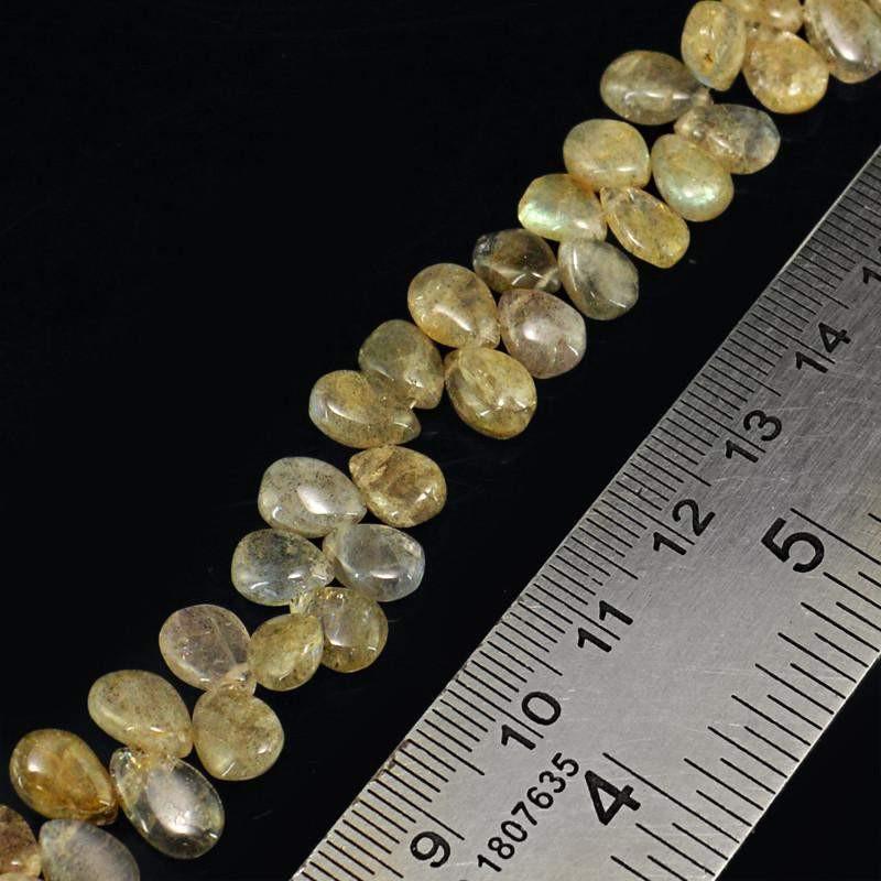 gemsmore:Natural Blue Flash Labradorite Drilled Beads Strand