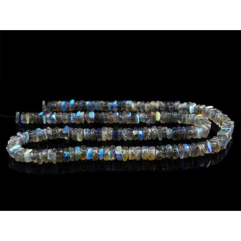 gemsmore:Natural Blue Flash Labradorite Drilled Beads Strand