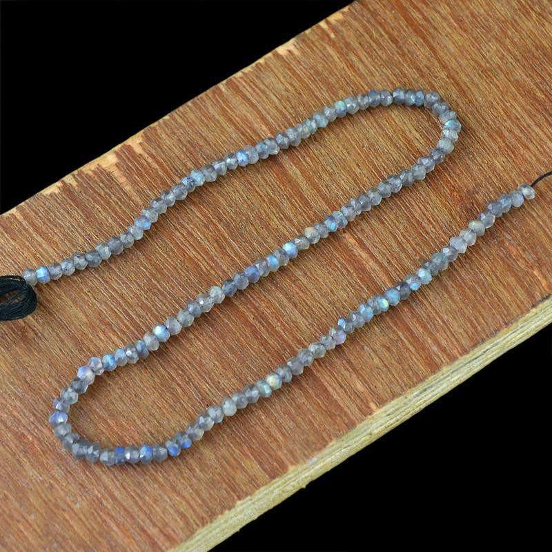 gemsmore:Natural Blue Flash Labradorite Faceted Beads Strand