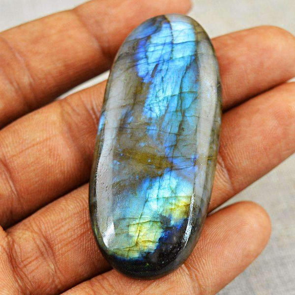 gemsmore:Natural Blue Flash Labradorite Gemstone - Oval Shape