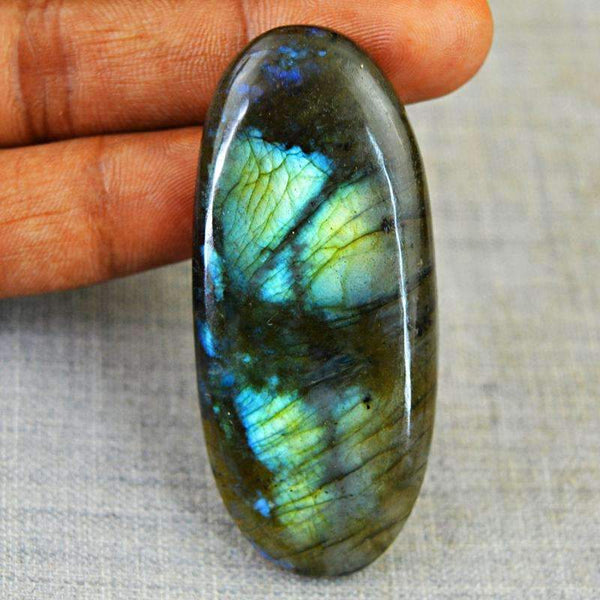 gemsmore:Natural Blue Flash Labradorite Gemstone - Oval Shape