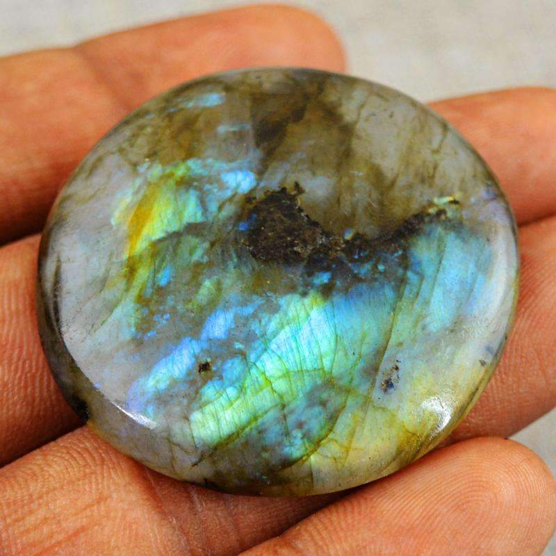 gemsmore:Natural Blue Flash Labradorite Gemstone - Round Shape