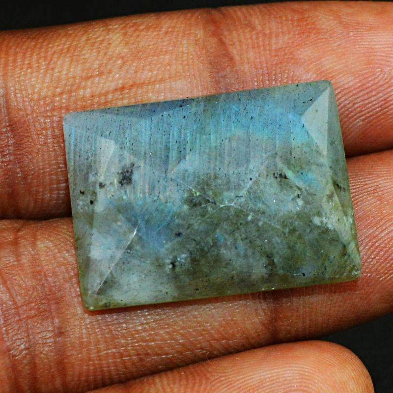 gemsmore:Natural Blue Flash Labradorite Gemstone Checkered Cut Rectangular Shape