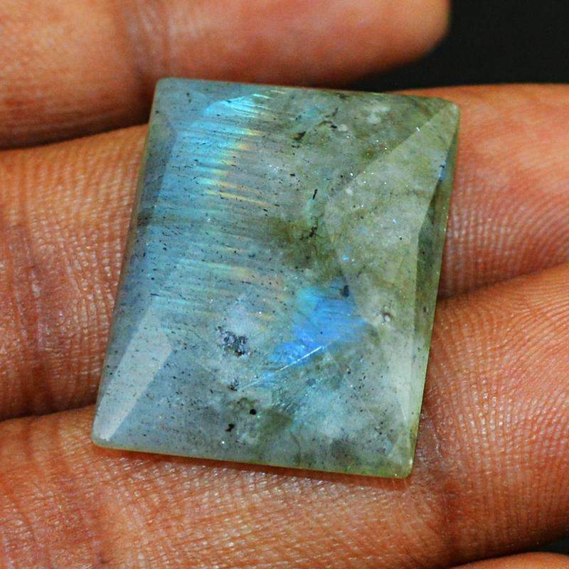 gemsmore:Natural Blue Flash Labradorite Gemstone Checkered Cut Rectangular Shape