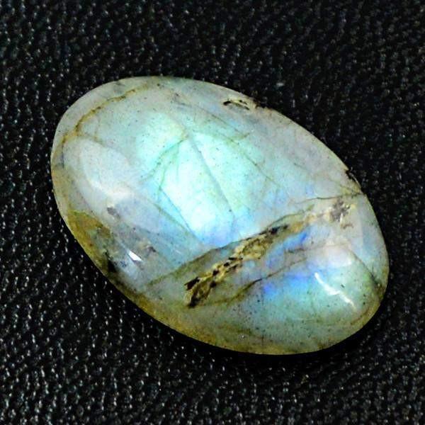 gemsmore:Natural Blue Flash Labradorite Healing Palm Oval Shape Gemstone