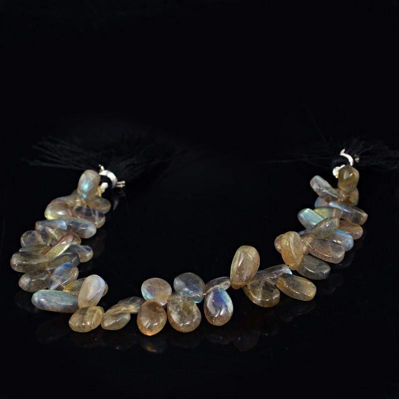 gemsmore:Natural Blue Flash Labradorite Pear Beads Strand