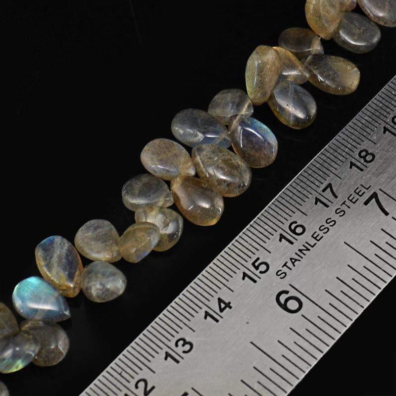 gemsmore:Natural Blue Flash Labradorite Pear Beads Strand