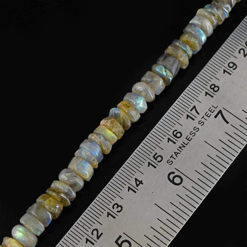gemsmore:Natural Blue Flash Labradorite Round Beads Strand