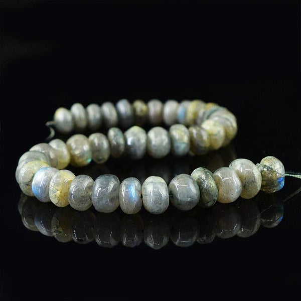 gemsmore:Natural Blue Flash Labradorite Round Shape Beads Strand