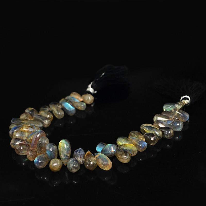 gemsmore:Natural Blue Flash Labradorite Untreated Beads Strand