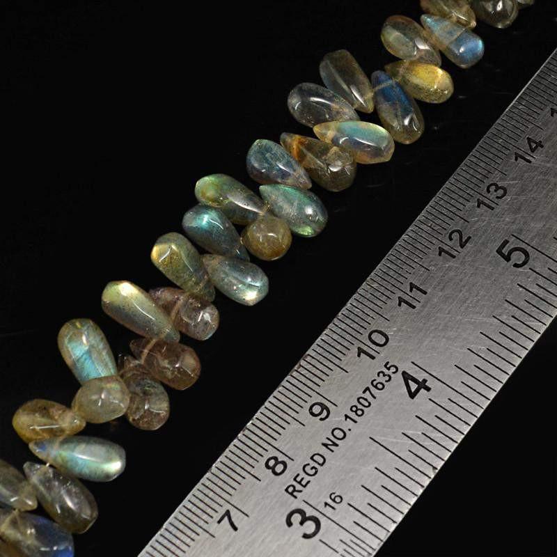 gemsmore:Natural Blue Flash Labradorite Untreated Beads Strand