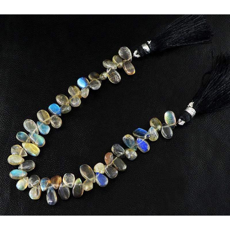 gemsmore:Natural Blue Flash Labradorite Untreated Beads Strand