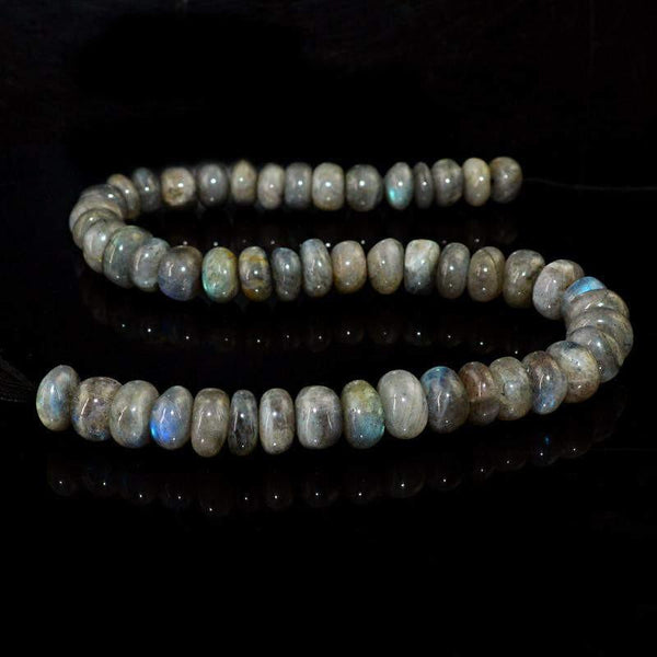 gemsmore:Natural Blue Flash Labradorite Untreated Beads Strand