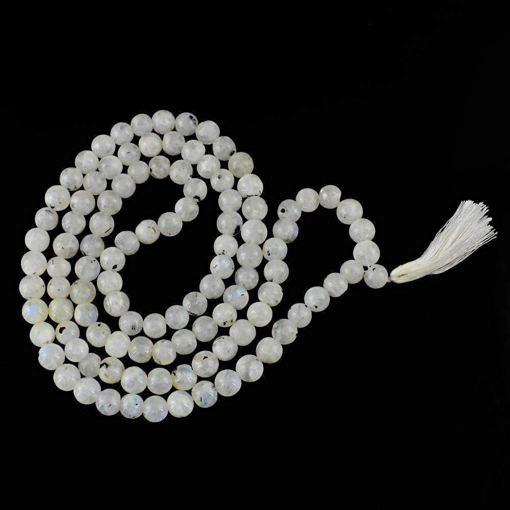 gemsmore:Natural Blue Flash Moonstone 108 Beads Prayer Mala - Round Shape