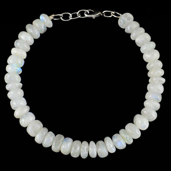gemsmore:Natural Blue Flash Moonstone Beads Bracelet - Round Shape