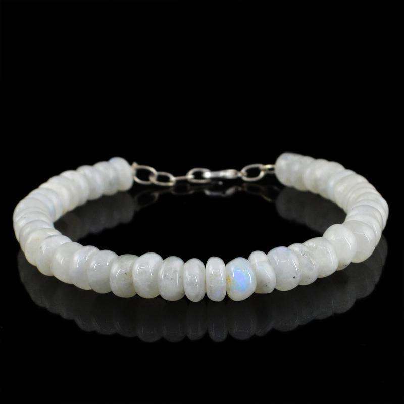 gemsmore:Natural Blue Flash Moonstone Beads Bracelet - Round Shape