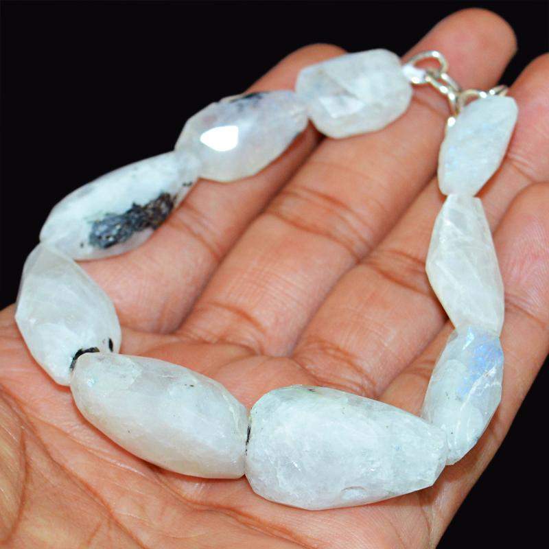 gemsmore:Natural Blue Flash Moonstone Beads Bracelet