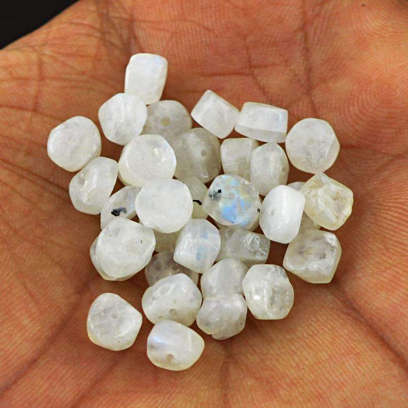 gemsmore:Natural Blue Flash Moonstone Beads Lot - Drilled Round Shape