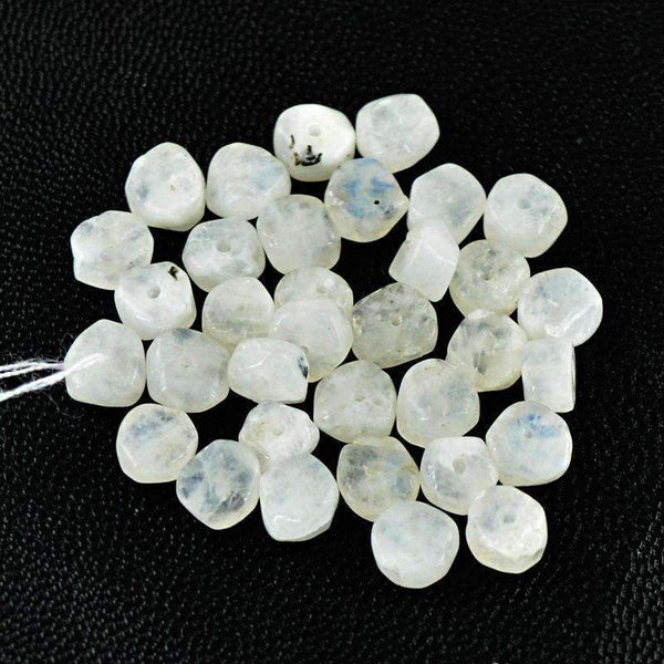 gemsmore:Natural Blue Flash Moonstone Beads Lot - Drilled Round Shape