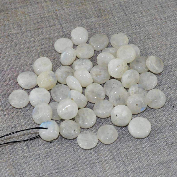 gemsmore:Natural Blue Flash Moonstone Beads Lot- Drilled Round Shape