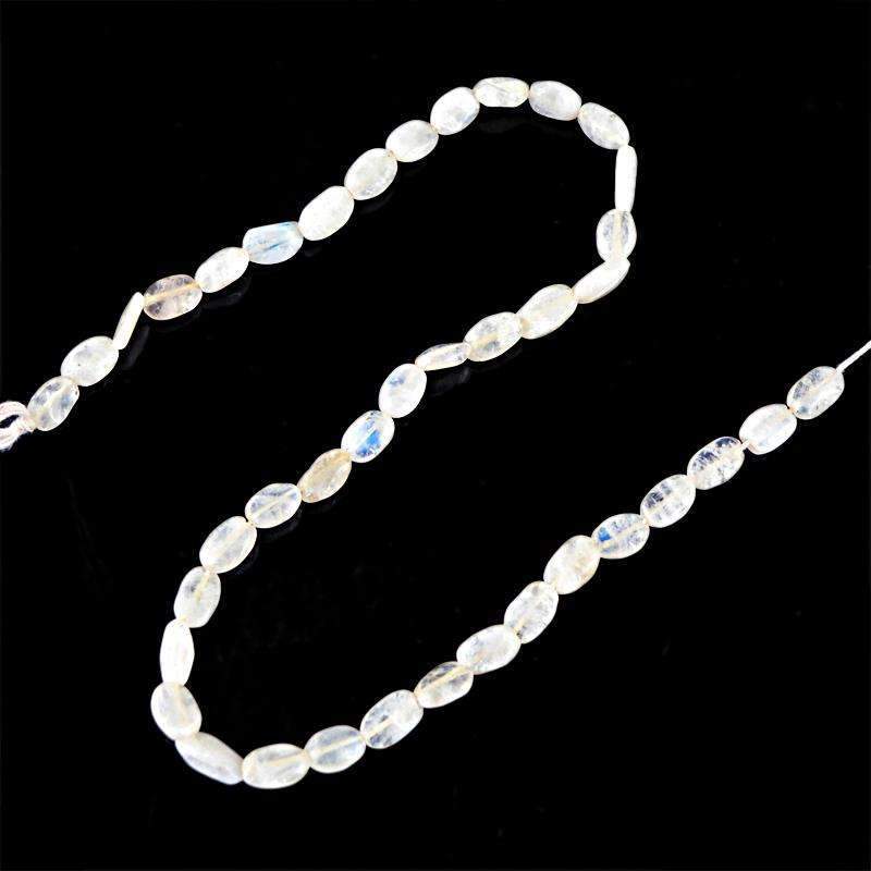 gemsmore:Natural Blue Flash Moonstone Beads Strand - Oval Shape Drilled