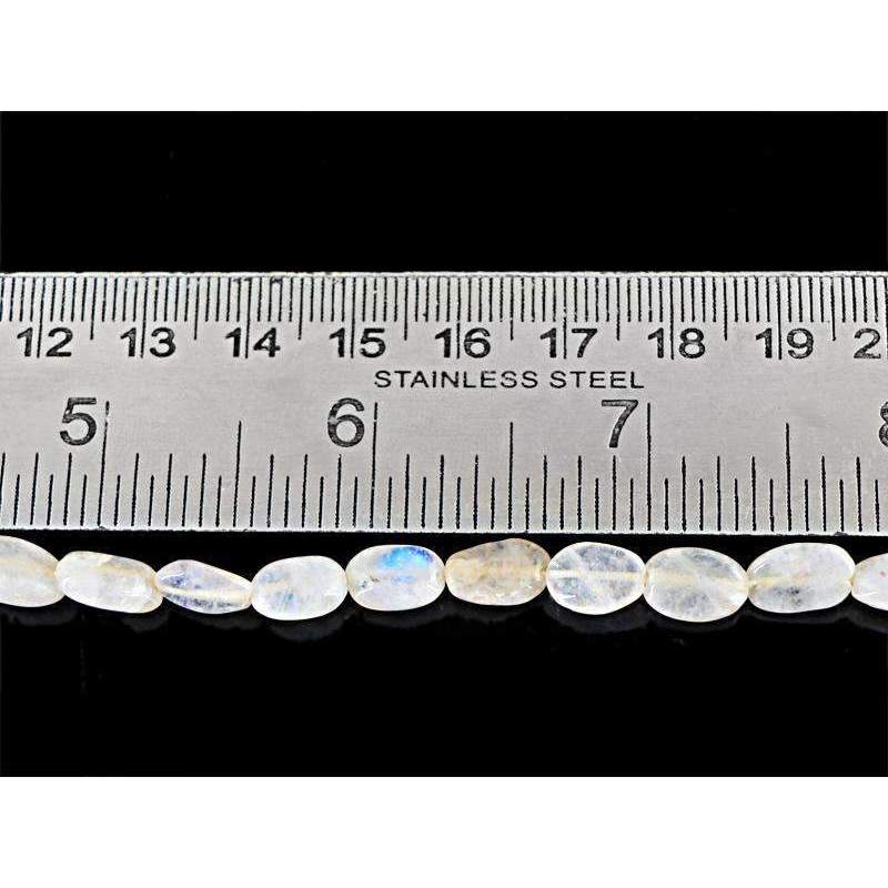 gemsmore:Natural Blue Flash Moonstone Beads Strand - Oval Shape Drilled