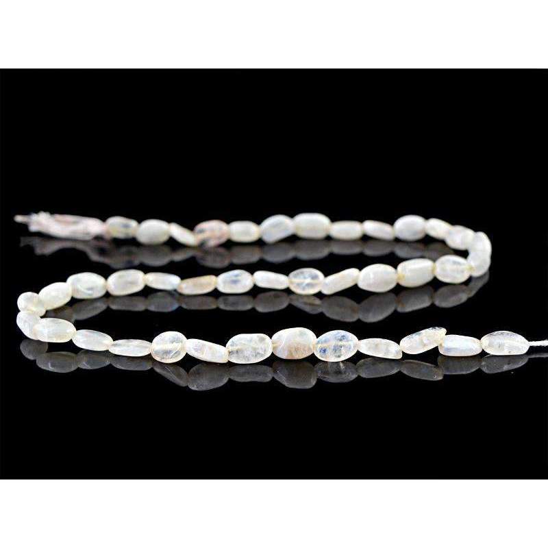 gemsmore:Natural Blue Flash Moonstone Beads Strand - Oval Shape Drilled