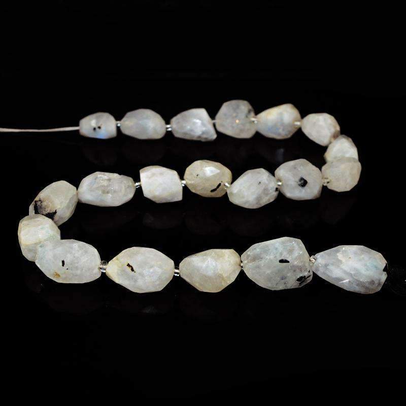 gemsmore:Natural Blue Flash Moonstone Beads Strand Faceted Drilled