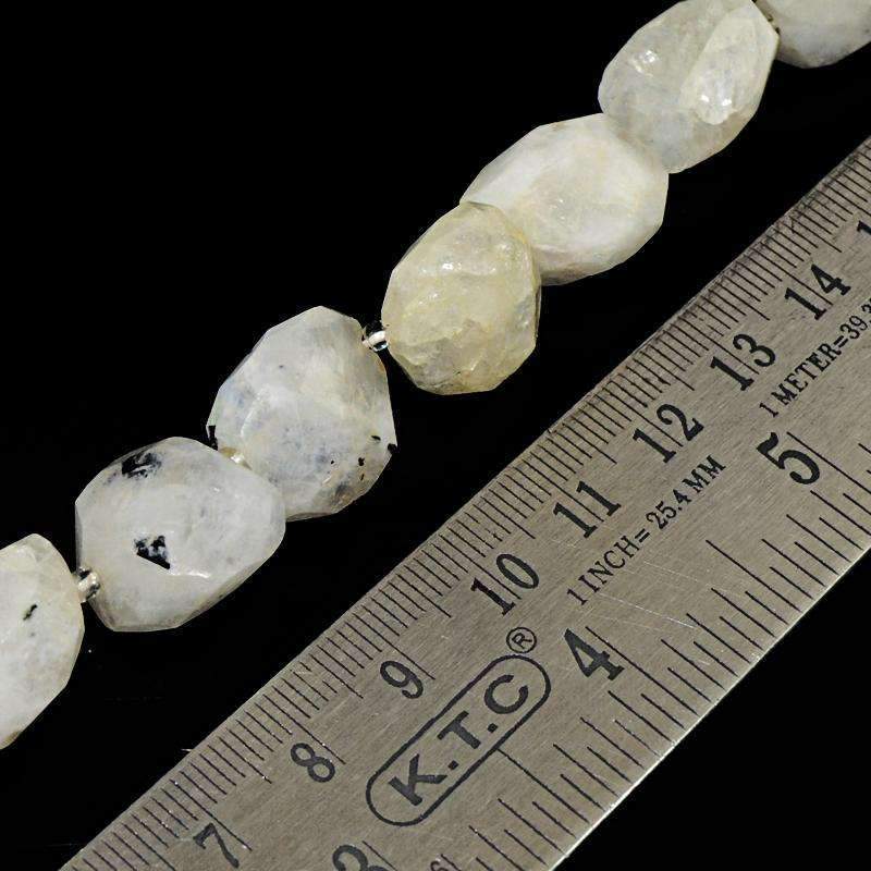 gemsmore:Natural Blue Flash Moonstone Beads Strand Faceted Drilled