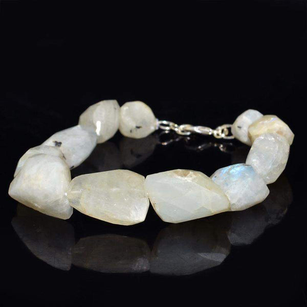gemsmore:Natural Blue Flash Moonstone Bracelet Faceted Beads