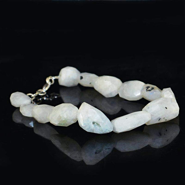 gemsmore:Natural Blue Flash Moonstone Bracelet Faceted Beads