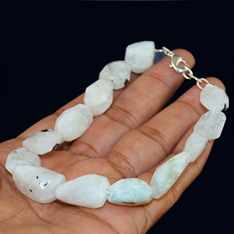 gemsmore:Natural Blue Flash Moonstone Bracelet Faceted Beads