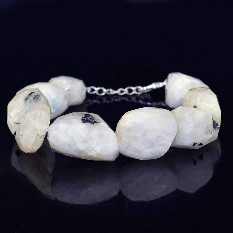 gemsmore:Natural Blue Flash Moonstone Bracelet Faceted Beads