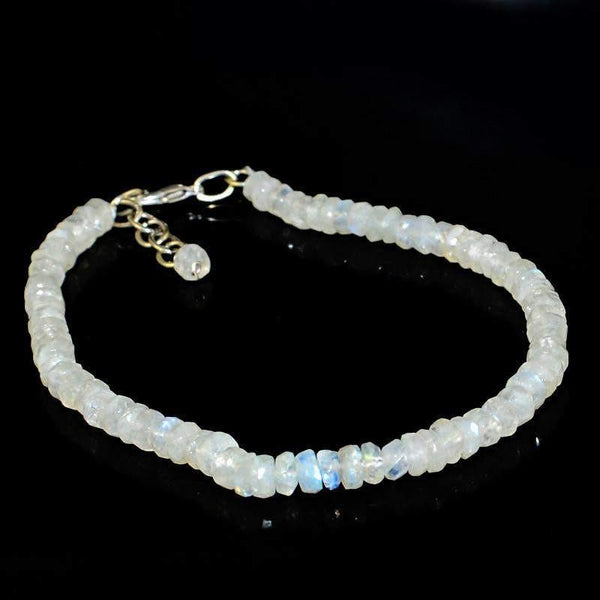 gemsmore:Natural Blue Flash Moonstone Bracelet Faceted Round Shape Beads
