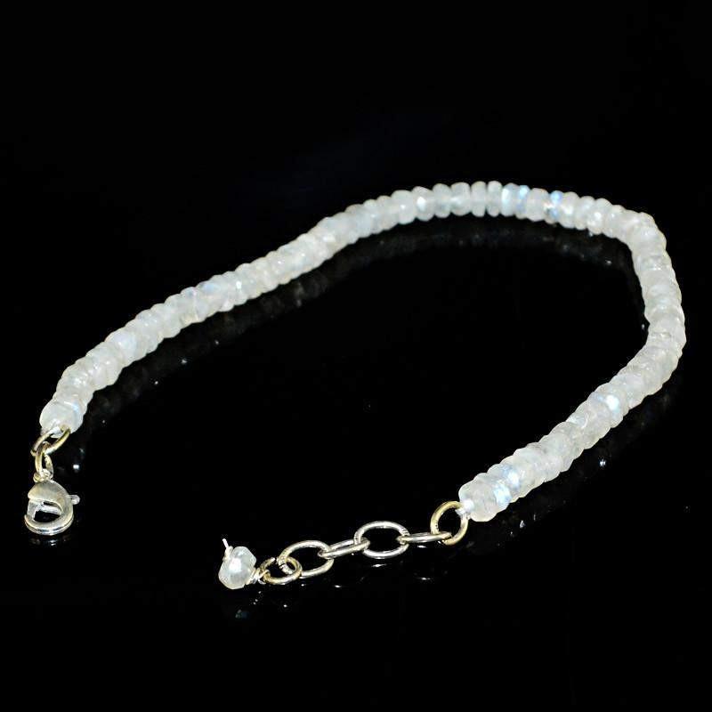 gemsmore:Natural Blue Flash Moonstone Bracelet Faceted Round Shape Beads