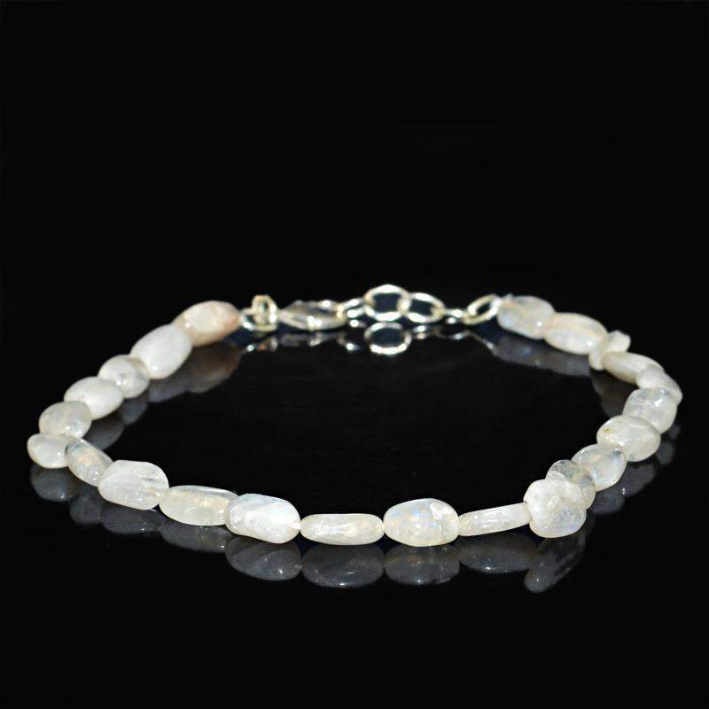 gemsmore:Natural Blue Flash Moonstone Bracelet Oval Shape Genuine Beads