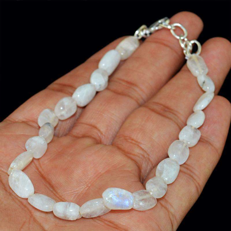 Natural Blue Flash Moonstone Bracelet Oval Shape Genuine Beads