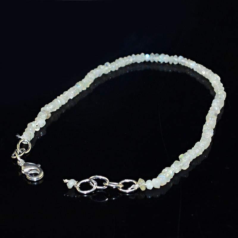 gemsmore:Natural Blue Flash Moonstone Bracelet Round Shape Faceted Beads