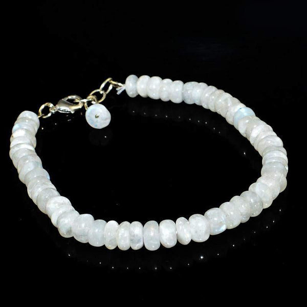 gemsmore:Natural Blue Flash Moonstone Bracelet Round Shape Untreated Beads