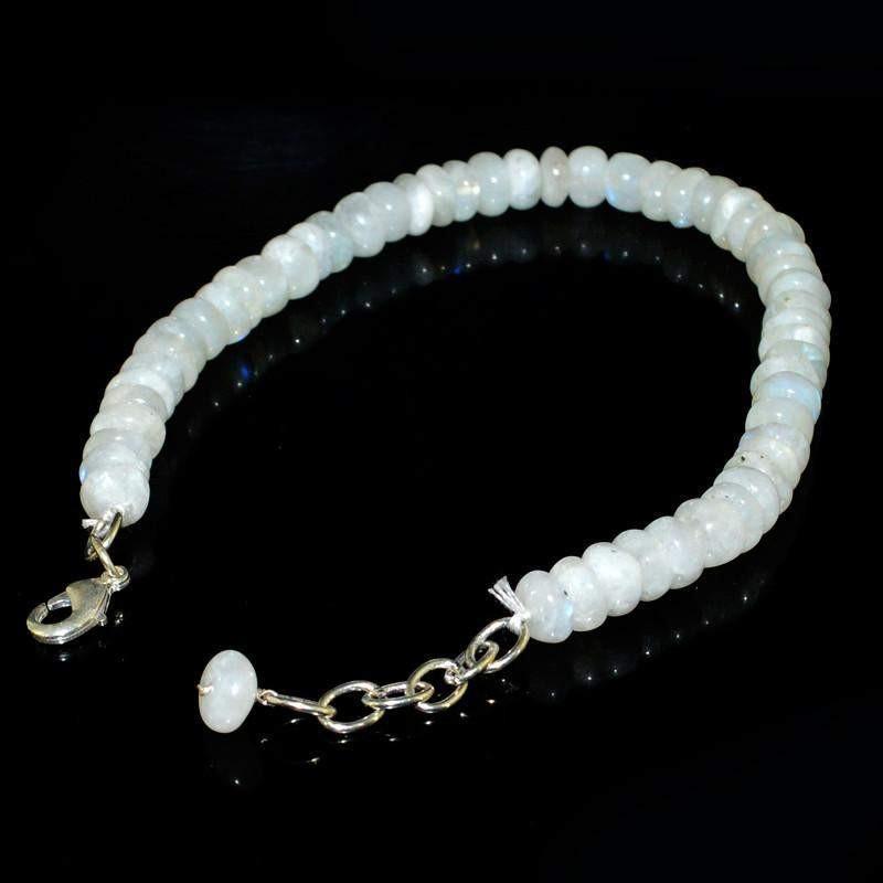 gemsmore:Natural Blue Flash Moonstone Bracelet Round Shape Untreated Beads