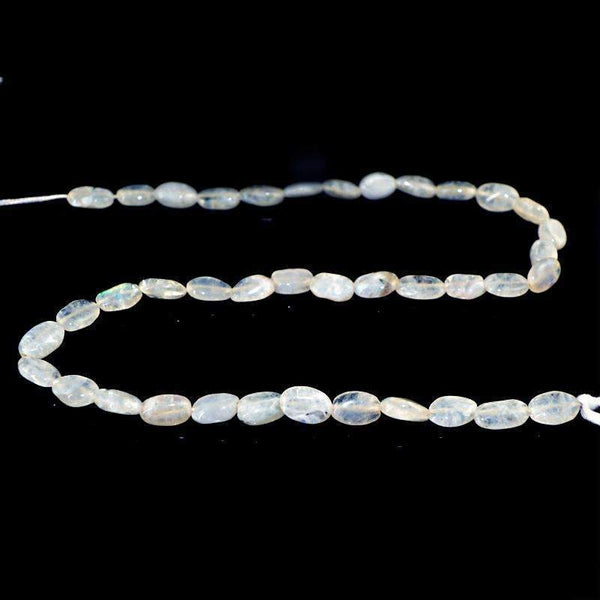 gemsmore:Natural Blue Flash Moonstone Drilled Beads Strand - Oval Shape
