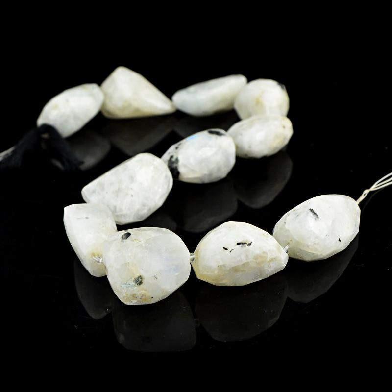 gemsmore:Natural Blue Flash Moonstone Faceted Beads Strand