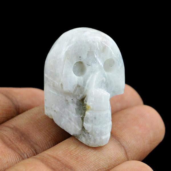 gemsmore:Natural Blue Flash Moonstone Gemstone Skull