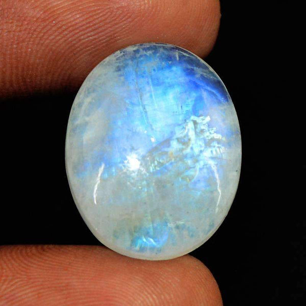gemsmore:Natural Blue Flash Moonstone Loose Oval Shape