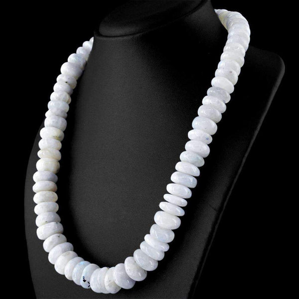 gemsmore:Natural Blue Flash Moonstone Necklace 20 Inches Long Unheated Round Beads