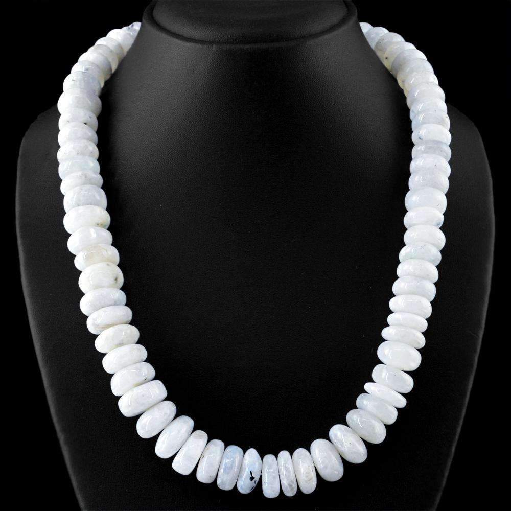 gemsmore:Natural Blue Flash Moonstone Necklace 20 Inches Long Unheated Round Beads