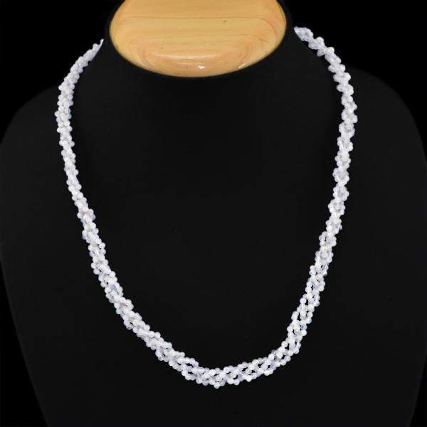 gemsmore:Natural Blue Flash Moonstone Necklace Round Beads